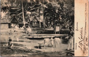 Indonesia Batavia Jakarta Kampong Vintage Postcard C056