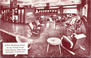 Postcard Public Telephone Center for Armed Forces Times Square New York~131948