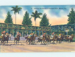 Pre-Chrome HORSE RACING SCENE Hialeah - Near Miami Beach Florida FL AG5592