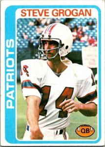 1978 Topps Football Card Steve Grogan New England Patriots sk7373