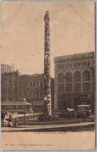Totem Pole Seattle Washington Olympic Hotel Streetcar USA Postcard H83