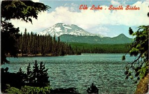 Elk Lake South Sister Mountain Bend Oregon OR Postcard Plastichome VTG UNP 