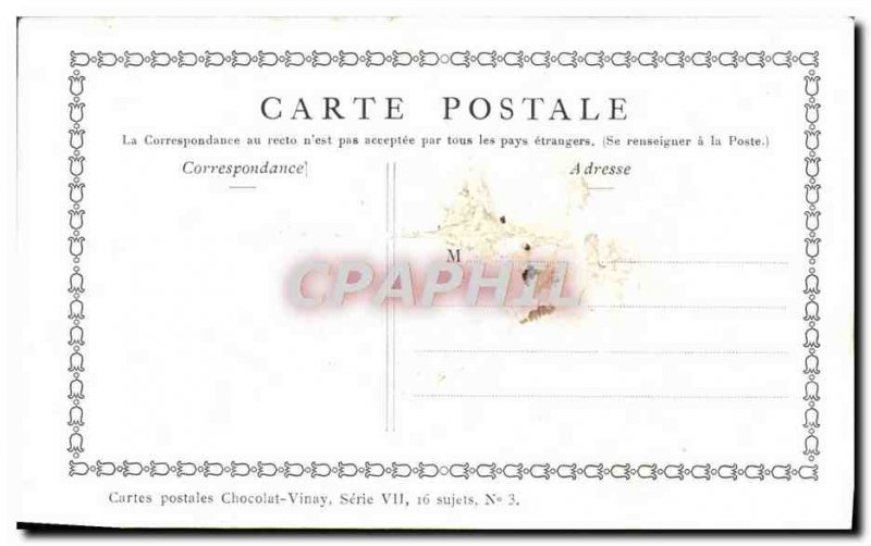 Postcard Old Advertisement Fancy Chocolate Vinay Cache Cache game Lancret