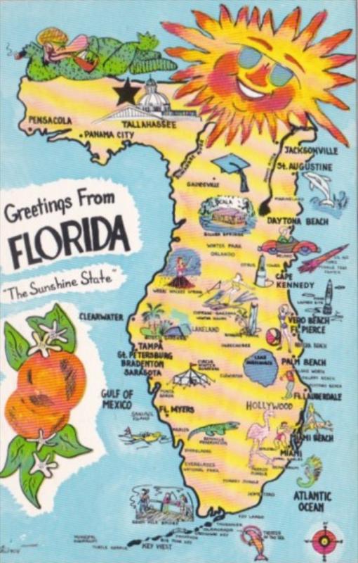 Greetings From Florida With Map