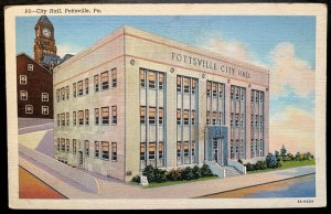 Vintage Postcard 1939 City Hall, Pottsville, Pennsylvania