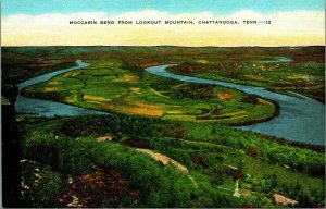 Moccasin Bend From Lookout Mountain Chattanooga TN UNP Linen Postcard E5