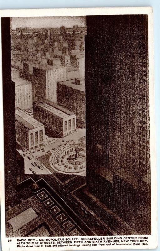 *Radio City Metropolitan Square Rockefeller Building Center NYC Old Postcard C25