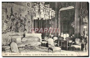 Old Postcard Rambouillet Chateau Le Salon Reception Old Charles X Board