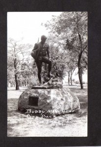 IA Buddy Monument Statue City Park Storm Lake Iowa RPPC Real Photo Postcard