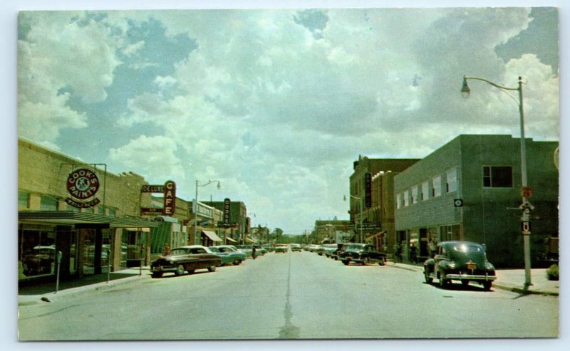 2 Postcards OGALLALA, Nebraska NE ~ STREET SCENES c1950s Cars - Keith County