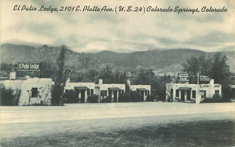 Colorpicture Colorado Springs Colorado El Patio Lodge roadside Postcard 20-14129