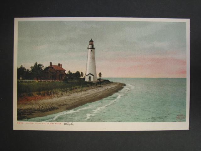 STE CLAIRE RIVER MI Gratiot LIGHTHOUSE Det Pub c1910