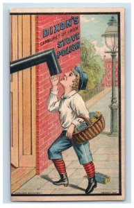 1884 2 Part Folder Card Dixon's Stove Polish Comical Man & Child F136