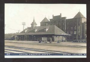 REAL PHOTO GRAND ISLAND NEBRASKA RAILROAD DEPOT TRAIN STATION POSTARD COPY