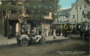 Postcard Pennsylvania Delaware Gap Trolley Terminal Hauser's 23-7266