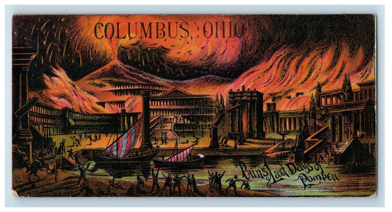 1888 Last Days of Pompeii Show Columbus Ohio OH Advertising GAR Trade Card