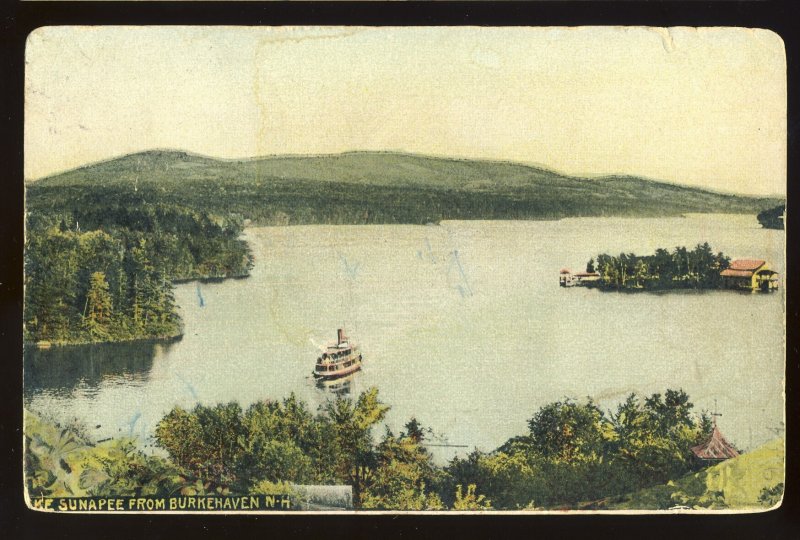 Burkehaven, New Hampshire/NH Postcard, Aerial View Of Lake Sunapee, 1907