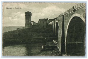 1919 Bridge River Tower Scene Calafuria Province of Livorno Italy Postcard