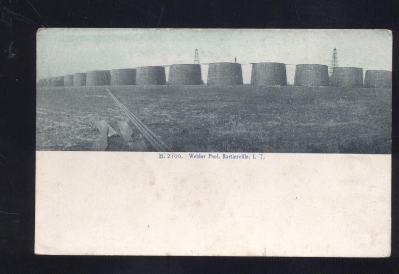 BARTLESVILLE INDIAN TERRITORY WEBBER OIL POOL OKLAHOMA ANTIQUE VINTAGE POSTCARD