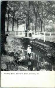 1909 Wading Pool Fairview Park Decatur Illinois Postcard