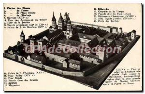 Old Postcard Cluny Relief map from the Abbey as it was before the Revolution