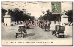 Old Postcard Paris lA & # 39venue of Elyees Fields and Marly Horses