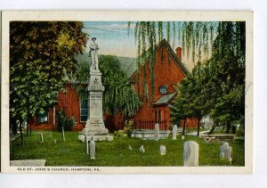 415725 USA VA HAMPTON Old St.Johns church cemetery Vintage postcard