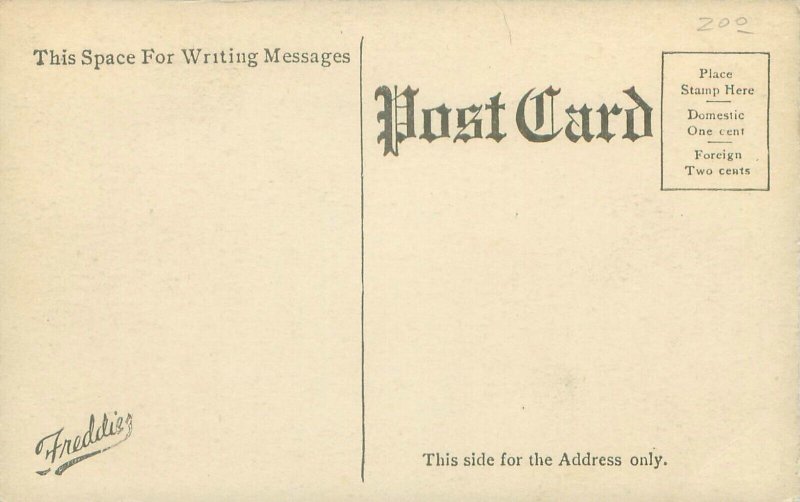 Deer on Christmas Float Freddie's Postcard, Black and White Unposted