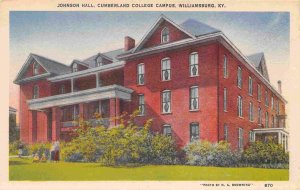 Johnson Hall Cumberland College Campus Williamsburg Kentucky linen postcard