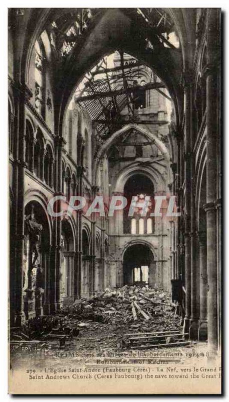 Old Postcard Reims In L & # 39Eglise Saint Andre La Nave To The Grand Army po...