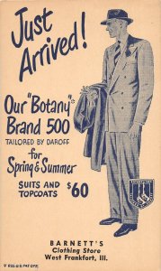 J60/ West Frankfort Illinois Postcard c1940s Barnett's Clothing Store Ad 344