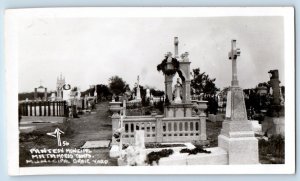 Matamoros Tamaulipas Mexico Postcard Municipal Grave Yard c1920's RPPC Photo