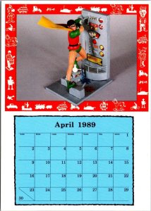 Calendar Card April 1989 Plastic Robin Statue