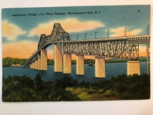 Vintage Postcard 1930-1945 Jamestown Bridge West Passage Narragansett Bay RI