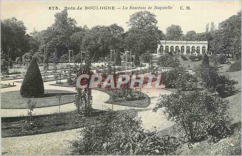 Old Postcard Bois de Boulogne The Rose Garden Bagatelle