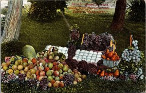 VINTAGE POSTCARD FRUITS & VEGETABLES ON DISPLAY MAILED FROM NORTH YAKIMA WA 1909