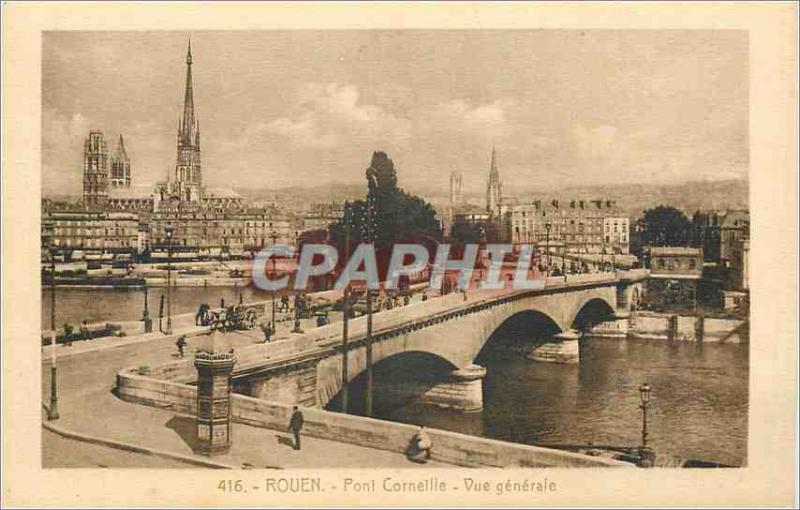 Old Postcard Rouen Pont Corneille Vue Generale