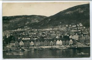 Bergen Tykse Bryggen Business Docks Norway 1910s Real Photo postcard