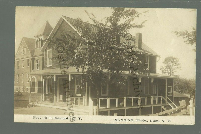 Sauquoit NEW YORK RPPC c1910 GENERAL STORE Post Office nr Utica Chandwicks 