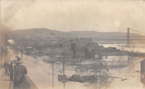 J61/ Rochester Pennsylvania RPPC Postcard c1910 Flood Disaster Bridge 77