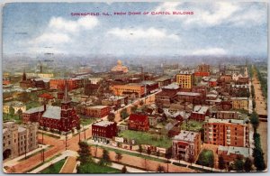 1910's Springfield Illinois IL From Dome Of Capitol Building Panorama Postcard