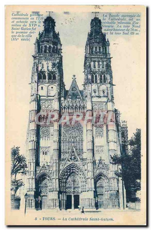 Old Postcard Tours Chathedrale the St. Galen