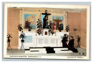 Vintage 1930's Postcard Altar of St. Francis Franciscan Monastery Washington DC