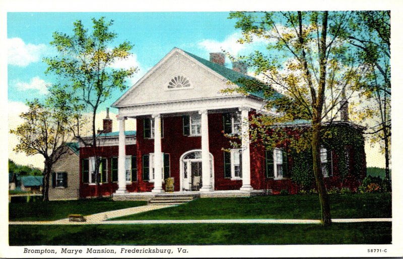 Virginia Fredericksburg Brompton Marye Mansion Curteich