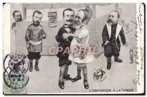 Old Postcard Satirical Policy l & # 39invitation a waltz Alfonso XIII Loubet ...