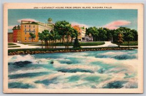 Niagara Falls~Cataract House From Green Island~Vintage Postcard