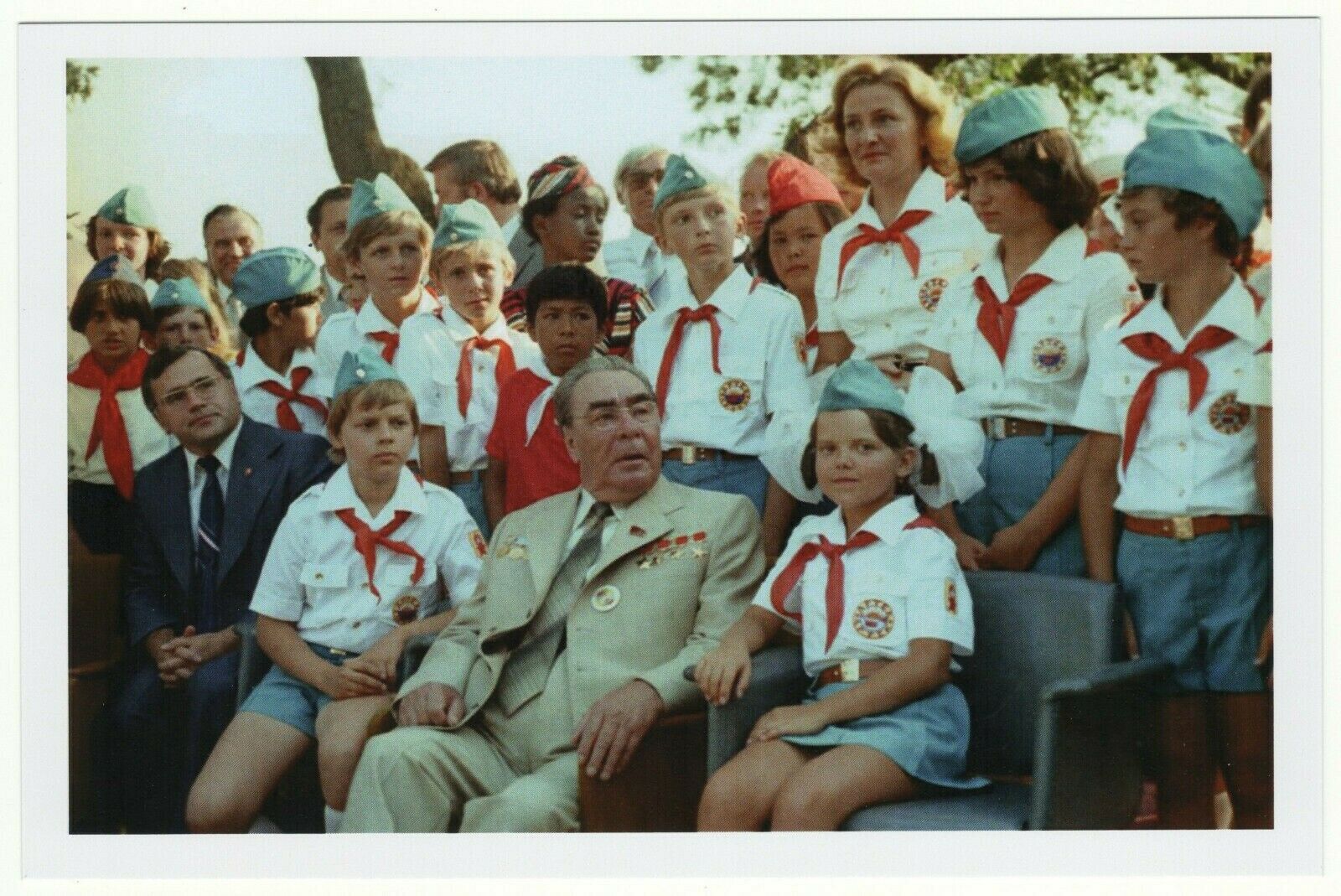 Ussr Brezhnev And The Soviet Pioneers Propaganda Real Photo Russian Postcard Topics