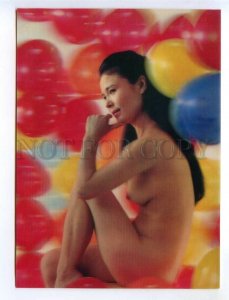 473813 Japan nude girl with long hair with balloons lenticular 3D postcard