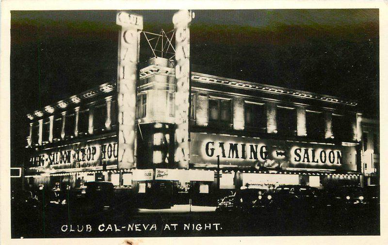 Postcard Autos Reno Nevada 1950s Club Cal Neva Night RPPC Real Photo 12553