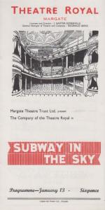 Subway In The Sky Ian Main Rare Theatre Royal Margate Kent Programme